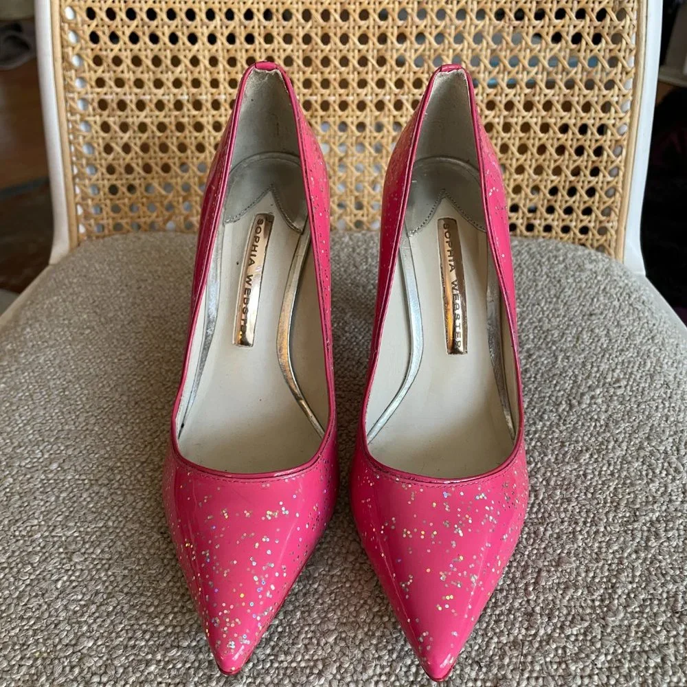 Sophia Webster Pink Glitter Pumps - Picture 4 of 5